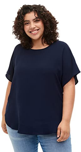 Zizzi Große Größen Damen Kurzarm Bluse mit Rundhals Gr Gr XL Navy Blazer - Plus Size Damen Kleidung