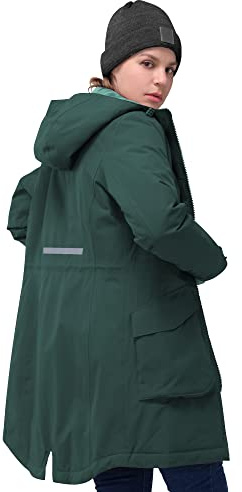 33 000 fot dam vinterrock lång varm vinterjacka parkas regnjacka tjock funktionell jacka med huva övergångsjacka utomhusjacka, Mörkgrön, 38