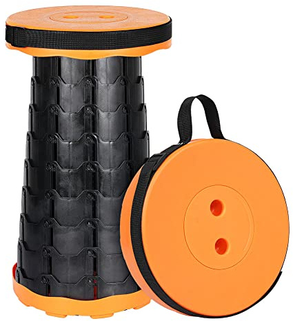 Tevaibo Collapsible Telescoping Portable Stool for Adults, Camping Stools, Upgraded Collapsible Folding Seats with Load Capacity 550lbs (Orange)