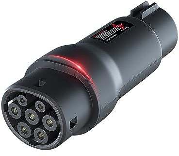 MCEVKELN EV Ladeadapter Typ 1 auf Typ 2, 1 phasig| IP54| 250V| 32A EV Adapter um Typ 2 PEV an Typ 1 Ladekabel, Autoladegerät Konverter Elektrofahrzeuge Ladeadapter, SAE J1772 zu IEC 62196-2