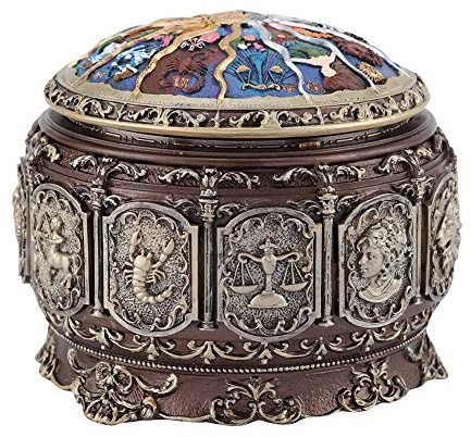VIFERR Caja de Música del Zodiaco Vintage, Caja de Música de 12 Constelaciones con Diosa Giratoria Centelleante Caja de Música con Luz LED Regalo para Cumpleaños Navidad Día de San Valentín(Virgo)