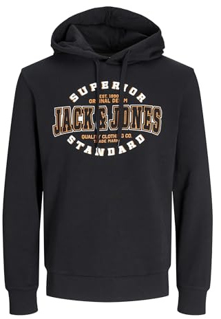 JACK & JONES JJELOGO Sudadera con Capucha 2 Col 24/25 Noos, Negro, L