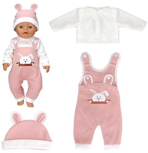 TZQFROCE Kläder kläder för baby dockor dockkläder 35–45 cm Newborn babydocka kläder tillbehör med hatt långärmad byxor gåva för barn flickor pojkar – kaniner