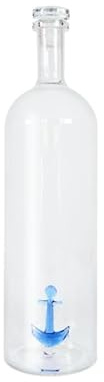 WD Lifestyle - Bottiglia in Vetro Borosilicato 1,2L con Tappo e Decorazione Interna (Ancora)