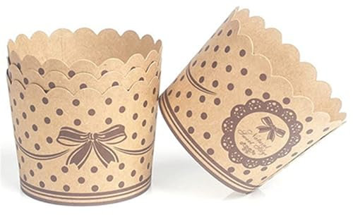 50st Brun Kraft Muffin Cupcake Papperskopp Påskbröd Craft Pappersformar (Color : 50 Pcs)