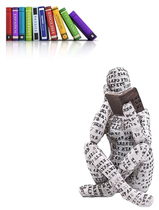 Statuetta Donna Lettura, Statua Della Figura di Lettura, Statuina da Lettura per Donna, Statuette Decorative Casa, Ornamenti da Scaffale, Scultura Astratta in Poliresina, Pensatore Stile Statue