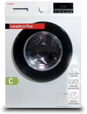 Corberó - Lavadora Carga Frontal | CLT712VIN | 7 Kg | 1200 Rpm | Motor Inverter | 16 Programas | Vapor Antialérgico | Inicio Diferido 3-24h | Lavado Rápido 15-30 Min | Puerta XXL | Blanco