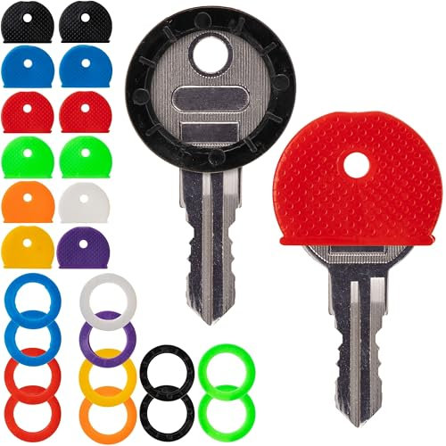 Your Day Mate Llaveros de identificación para cabezas de llaves, 24 piezas, 8 colores, dos formas, para cabezas de llaves redondas y cuadradas de hasta 25 mm de ancho, tapas de llaves para enganchar