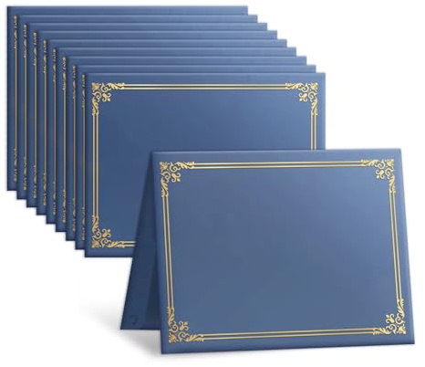 12 Packs Certificate Covers,Navy Blue Cardboard Diploma Cover,Certificate Holders Gold Foil Border,for Letter Size 8.5 x 11 Inch Awards and Certificates