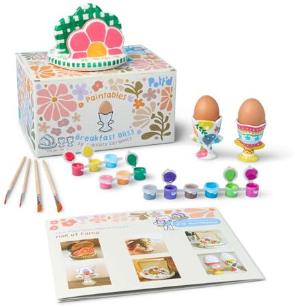 Pott'd Paintables Keramik-Bemalen-Set mit Tassen zum Bemalen für Erwachsene, Set enthält Tassen, Farben, Pinsel und Malinspirationen zum Bemalen von Keramik - Frühstücksfreude