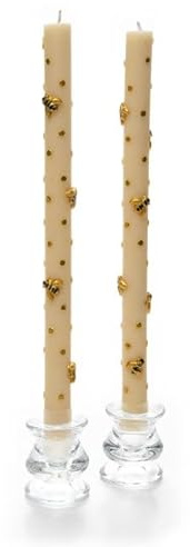 MacKenzie-Childs Bee Gold Dinner Candles Set of 2