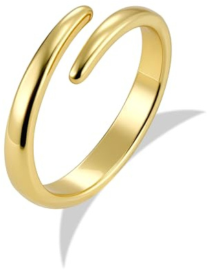 ALEXCRAFT Guldringar för kvinnor och män, öppna fingrar ringar justerbar tumme stapelbar tunn ring öppen knuckle ring 6–8 storlek för kvinnor män