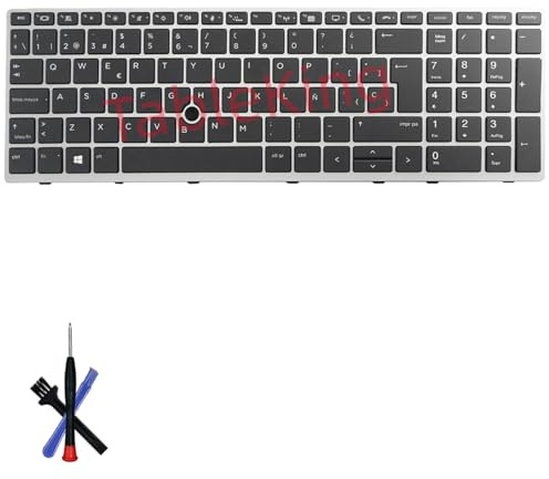 Teclado Plateado de Repuesto con retroiluminación para HP EliteBook 850 G5 850 G6 855 G5 750 G5 755 G5 ZBook 15u G5 ZBook 15u G6 (España)
