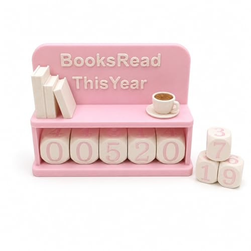 Books Read This Year Counter, PLA Material Book Tracker with Shelf and 5 Dice, Book Lover Gift for Readers, Teachers, Writers, Reading Accessories for Bookshelves Nook Desk Library Decor