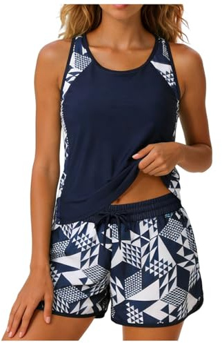 Tankinis Mujer Tallas Grandes Trajes de Baño 2 Piezas Bañador Reductor Vientre Plano Bikini Push Up con Shorts Conjuntos de Tankini Sport Bañadores Dos Piezas Deportivos Mujer Natacion Playa