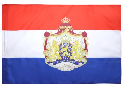 AZ FLAG Bandiera Paesi Bassi Con Stemma 150x90 cm - Bandiera Olandese 90 x 150 cm Foro per Asta