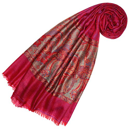 Lorenzo Cana 78365 - Sciarpa da donna in cashmere, 100% cashmere, 70 x 200 cm, motivo cachemire, elegante e morbida, colore: rosso