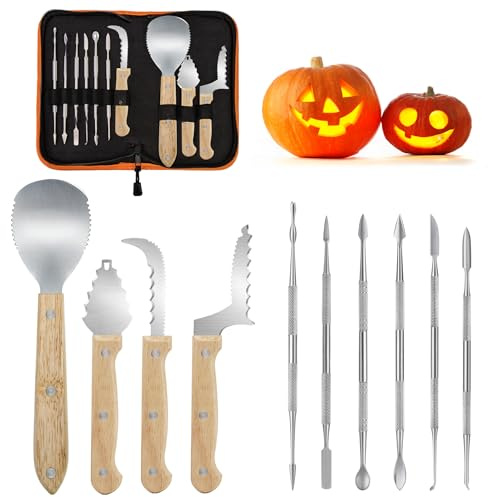 Antner Professional Pumpkin Carving Kit 10 PCS Premium Stainless Steel Pumpkin Carving Tools for Easily Carve Sculpt Halloween Jack-O-Lanterns Decorations