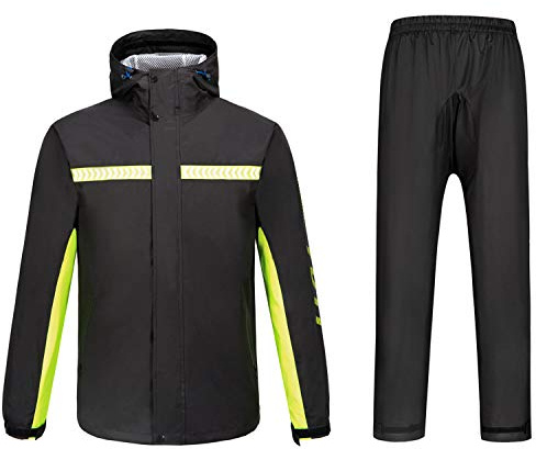 Freiesoldaten Men's Outdoor Waterproof Raincoat Motorcycle Cycling Rain Suits with Hood