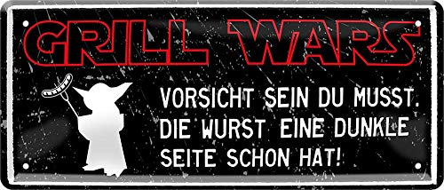 schilderkreis24 Blechschilder Kollektion 28x12cm – Lustige Grillsprüche: BBQ-Deko für echte Grillmeister: (Grill Wars)