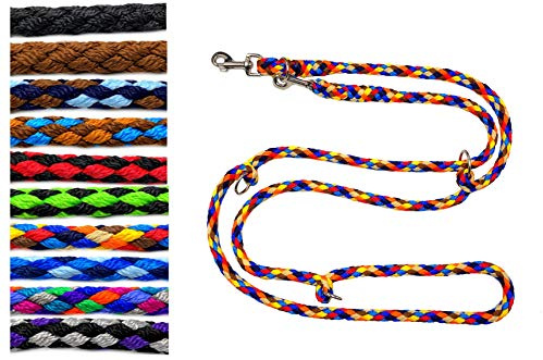 Hundeleine große Hunde bis 80 Kg Doppelleine Jumbo 2,40m / 2,80m / 3,50m / 5m verstellbar Übungsleine/Führleine in 17 verschiedenen Fabren sehr stabil (2,40m 3fach verstellbar, Navajo (8 Farbig))