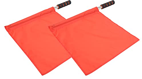 Sport-Schiedsrichter-Flagge, 2 Stück Edelstahl + Stoff + Schwamm Linienrichter-Flagge, Signalflagge für Leichtathletik, Ballsport, Signalmarken, Startmarken(Rot)