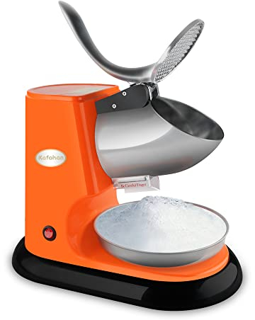 KOFOHON Ice Crusher, Electric Ice Shaver for Home&Commercial Use, Crushed Ice Machine with Double Fully Stainless Steel Blades, Shaved Ice Machine Shaving 135kg/hrs,Strong Powerful 300W/1440RPM.