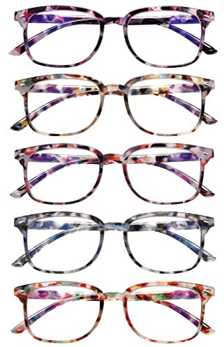 STASTEND 3 Pack Progressive Multifocal Reading Glasses with Blue Light Blocking Multifocal Reader for Women and Men with Spring Hinge, Multicolor-c2, Medium