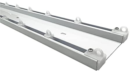 GLOBALCORPORATION Binario per tende a soffitto doppio in alluminio bianco con scorrevoli da interno sopratende arricciate a 2 canali bastone per tenda su misura moderni scorrimento (170 centimetri)