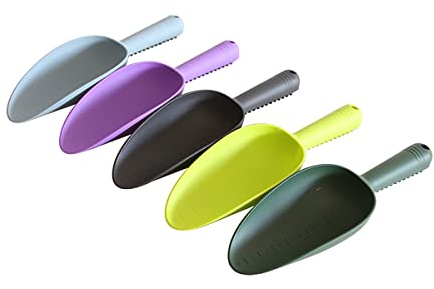 Verve Jelly Garden Scoop Shovel 5 Pack Plastic Multifunctional Plastic Soil Scoops with Scale Colorful Garden Hand Trowel for Soil Transplantation Weeding Moving Digging Planting