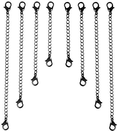 8 piezas Extensión para Collar, 4 Tamaños Extensor de Cadena Extensión Cadena Extensión de Pulsera para Hacer Joyas Collar Pulsera Tobillera (Negro)