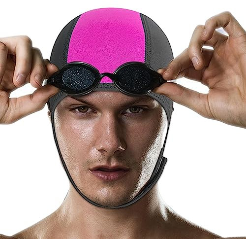 Badekappen für Herren, 2,5 mm Neopren-Thermo-Bademütze, Dehnbare Neoprenanzüge Bademütze für Erwachsene, verstellbare Schwimmmütze zum Tauchen, Surfen, Kajakfahren, Floß, Kanu, Schnorcheln