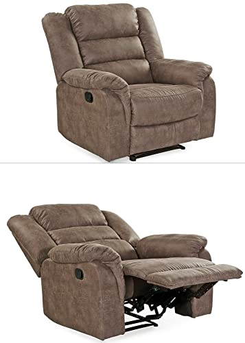 Fernsehsessel mit Taschenfederkernpolsterung und Wellenfedern 95 cm breit, verstellbarer TV-Sessel dr. praktische halbautomatische Relaxfunktion, Bezug Mikrofaser Vintage Grau Braun / 15132