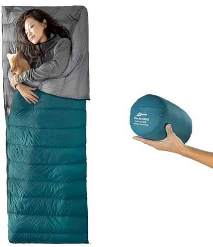Litume 565g,Die komfortable Temperatur von15°C kombinierbarer Daunenschlafsack, Leichter, kompakter Schlafsack für Erwachsene, Doppelschlafsack, zum Wandern, Camping, für die Familie