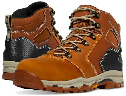 Danner Vicious 4.5 Waterproof Work Boots for Men - Gore-Tex Lining - Speed Lace Mens Boots - Non-Slip Vibram Outsole - Full-Grain Leather - Non Slip Heeled Outsole - Tan/Black - 10