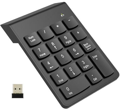 NOOX Wireless Number Pad, Numeric Keypad Numpad Keyboard 10 Key USB Keypad Office Accounting Essentials Desktop Computer Laptops Accessories Compatible Chromebook Notebook EliteBook MateBook etc.