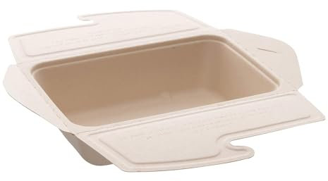 M7 Packaging Boîtes de repas, lot de 50, récipients pour aliments jetables biodégradables pour emporter 34fl/ 1000ml, 100% naturel, adapté au congélateur