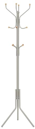 SONGMICS Garderobenständer aus Metall, stabiler Kleiderständer, Garderobe, für Kleidung, Taschen und Hüte, Höhe 182 cm, mit 12 Haken, cappuccinobeige RCR019K01