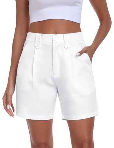 MoFiz Cargobyxor för kvinnor bermuda shorts sommar vandringsshorts för resor camping sport volleyboll tennis, Vit, S