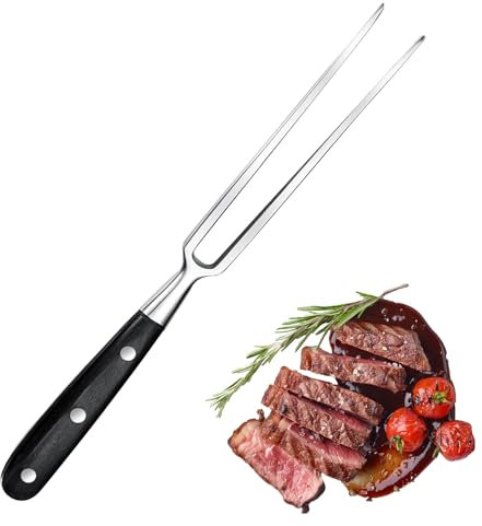 Forchetta per la Carne,Forchetta per la Carne in Acciaio Inossidabile da 30 cm con Manico in Legno,Forchette Acciaio inox,per Bistecche,Arrostiti,Pollo alla Griglia e Verdure,per Girare e Fissare