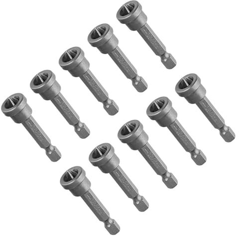 PH2 Drywall Screwdriver Bit Set, 10 Pieces, Chrome Vanadium Steel Construction, Depth Stop Design, Suitable for Electric Drill or Cordless Drill, Ideal for Drywall and Drywall