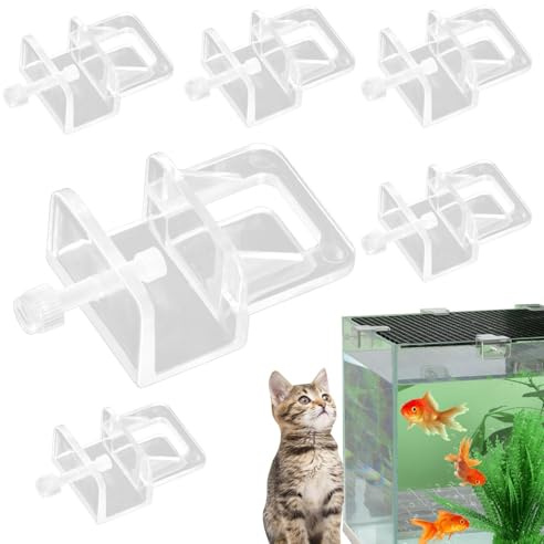 Akvariumlocksklämmor - akvariumlock, förpackning med 6 genomskinliga | Akvarium täckklämmor i akryl, ersättningsklämma för mångsidigt akvariumlock, tjock tra