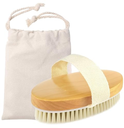 Poraceous Cepillo Corporal de Cepillado en Seco, Cepillo Exfoliante para el Cuerpo, Natural Cerdas Cuerpo, para Exfoliar la Piel Seca, Drenaje Iinfático y Tratamiento de Celulitis, Exfolia (Ovaladas)