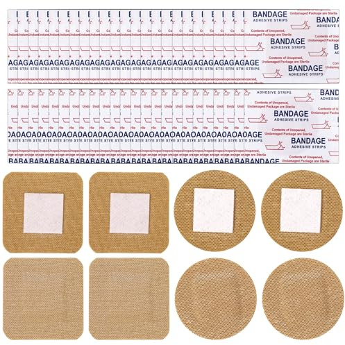 200pcs Petits Pansements Adhésifs Ronds, 38mm Ronds & Carrés Pansements en Non-Tissé Adhésif Respectueux Peau Bandes Points pour Visage Nez Pieds Mains Peaux Sensibles Plaies