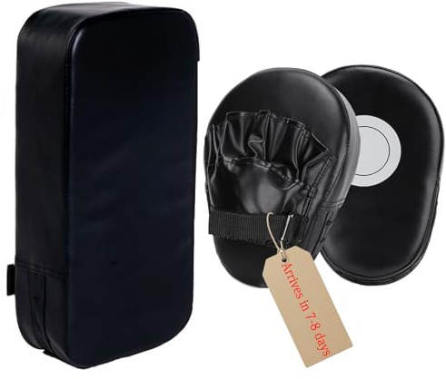 2 in 1 Schlagpolster Set, Pratzen Boxen für Kickboxen, PU Handpratzen,Boxpratzen Kampfsport Zubehör für Kickboxen Thaiboxen Karate Muay Thai, Box Training(Schwarz)