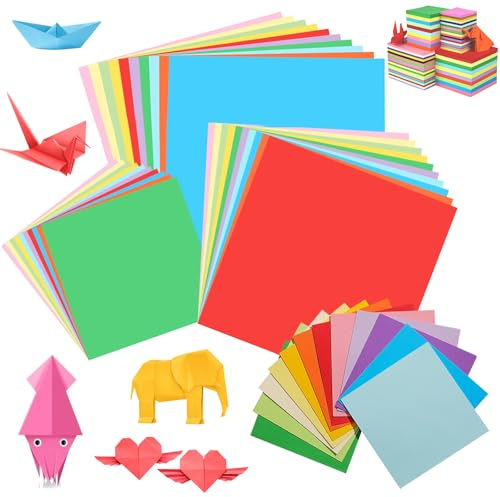 400 Sheets 4 Sizes Coloured Origamis Papers 20X20cm 15X15cm 10X10cm 7X7cm | Square Double Sided Folding Colourful Paper, Free-Form Cutting Handmade Craft Coloured Papers for DIY Art, Handmade Project