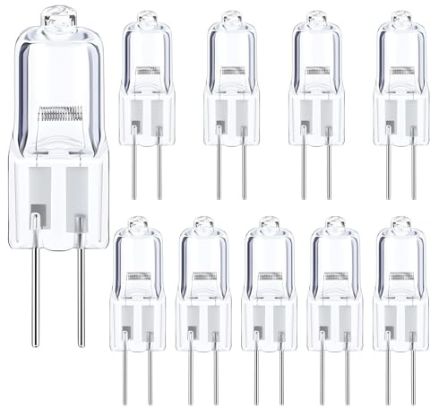 Nexaflow 10 Unidades Lámparas Halógenas G4 20W 12V, Bombillas de 2 Pines G4 Luz Cálida 2700K, Focos Halógenos para Lámparas de Maquillaje, Luces Empotradas, Caravana, Barco, No Regulable