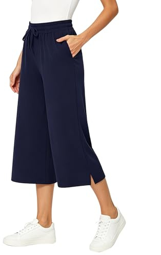 Neteson Pantalon 3/4 Femme Taille Élastique Été Pantalon Sport Yoga Large