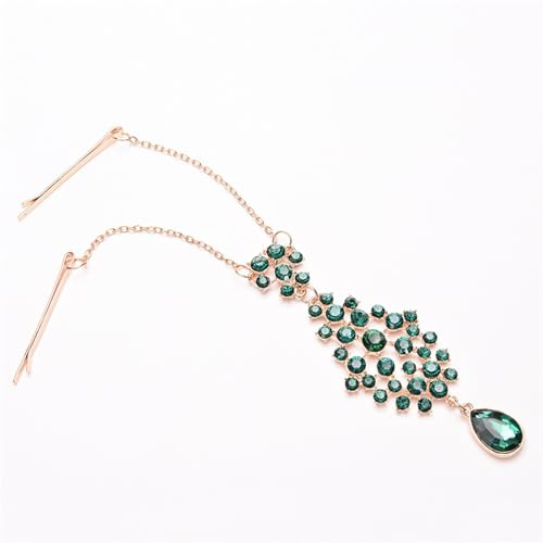 Huvudkedja Vintage Shiny Head Chain Rhinestone Hairband Tassel Hair Ornament Water Drop Decoration Jewelry(Grön)
