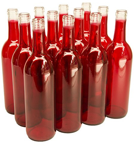 North Mountain Supply - W5-RD 750ml Glass Bordeaux Wine Bottle Flat-Bottomed Cork Finish - Case of 12 - Red W5 Red